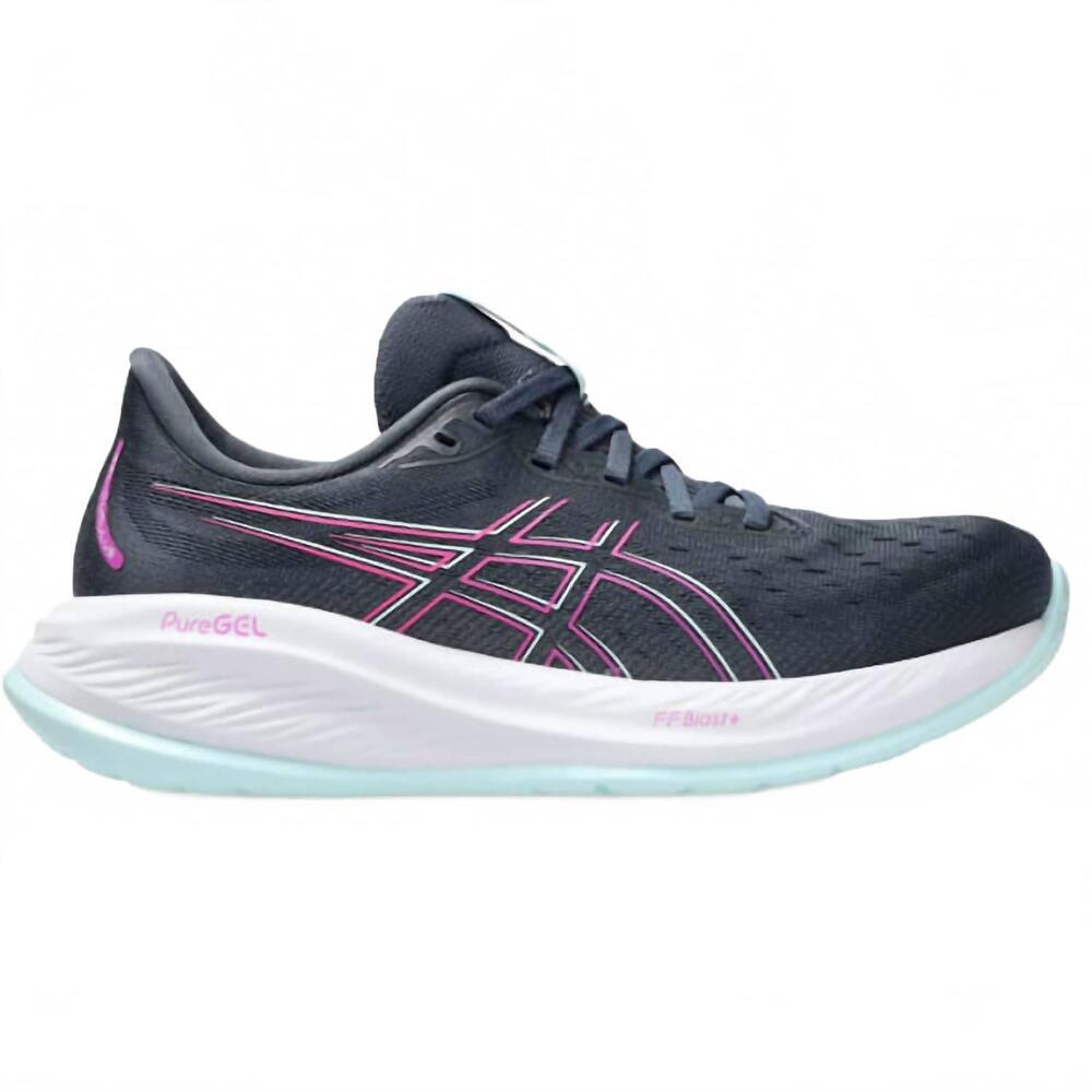 NEW ASICS women's cumulus 26 running shoe in tarmac/bold magenta